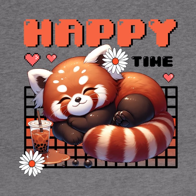Red Panda Boba Happy time by MasutaroOracle